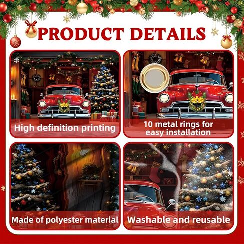 Christmas Garage Door Cover Decorations 7x16ft Winter Merry Xmas Banner Backdrop Truck Snow Tree Background Large Outdoor Holiday Decor in Saudi Arabia