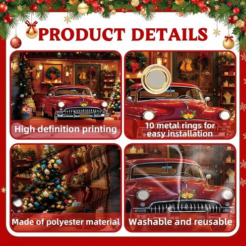 Christmas Garage Door Cover Decorations 7x16ft Winter Merry Xmas Banner Backdrop Truck Snow Tree Background Large Outdoor Holiday Decor in Saudi Arabia