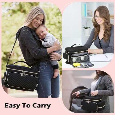 حقيبة مضخة الثدي تناسب Spectra S1/S2 - حقيبة مضخة Spectra مع حزمة ثلج وبساط مقاوم للماء، حقيبة سفر محمولة لتبريد حليب الثدي للعمل والاستخدام العائلي، أسود in Kuwait