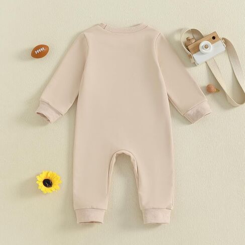 Newborn Baby Boy Football Outfit Letter Embroidery Long Sleeve Romper Jumpsuit One Piece Clothes Fall in Kuwait