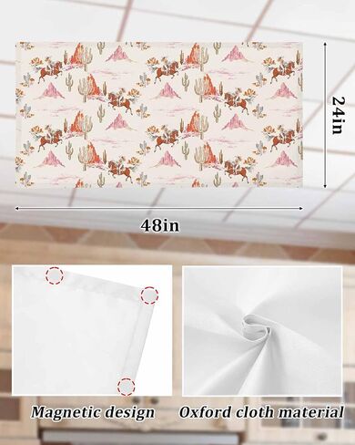 Fluorescent Light Covers for Drop Ceiling Retro Western Cowboy Desert Magnetic Light Filters, Classic Horse Cactus Ceiling Shade Filters for Home Classroom Office,2x4 ft,4Packs in Saudi Arabia
