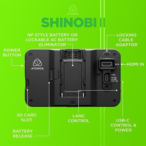 شاشة Atomos Shinobi II HDMI 4K مع شاشة لمس HDR وبطارية 5200 مللي أمبير في الساعة in Saudi Arabia