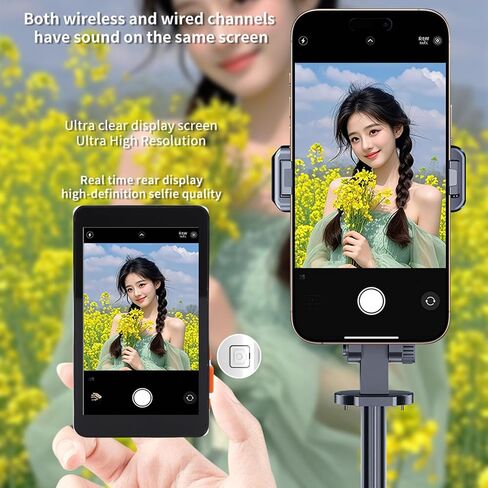 Vlog Selfie Monitor Screen, 4.02 inch Mirror Display w 180° Flip 3 Level Brightness, Magnetic Selfie Screen with Bluetooth Remote for Vlog Live Streaming TikTok (Black) in Saudi Arabia