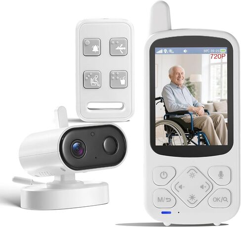 Elderly Monitor with Camera and Audio, Two-Way Talk Baby Monitors for Elderly Care, Call Button, Med Reminder Camera for Elderly Monitoring, for Seniors, Dementia Patients (No WiFi) in Saudi Arabia