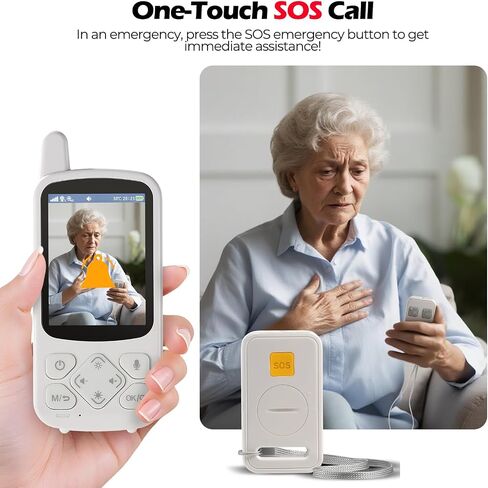 Elderly Monitor with Camera and Audio, Two-Way Talk Baby Monitors for Elderly Care, Call Button, Med Reminder Camera for Elderly Monitoring, for Seniors, Dementia Patients (No WiFi) in Saudi Arabia