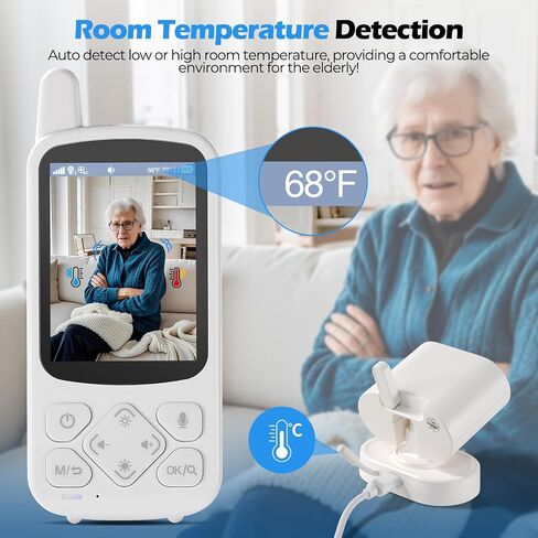 Elderly Monitor with Camera and Audio, Two-Way Talk Baby Monitors for Elderly Care, Call Button, Med Reminder Camera for Elderly Monitoring, for Seniors, Dementia Patients (No WiFi) in Saudi Arabia