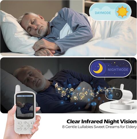 Elderly Monitor with Camera and Audio, Two-Way Talk Baby Monitors for Elderly Care, Call Button, Med Reminder Camera for Elderly Monitoring, for Seniors, Dementia Patients (No WiFi) in Saudi Arabia