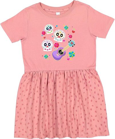 inktastic Day of The Dead Owl Sugar Skulls and Guitar Toddler Dress in Saudi Arabia