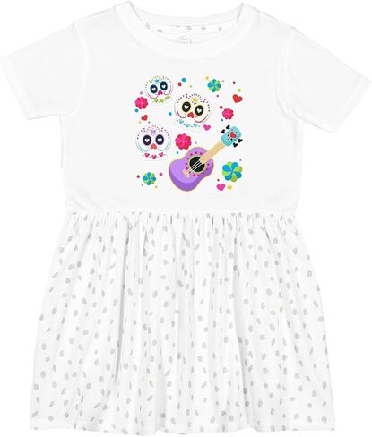 inktastic Day of The Dead Owl Sugar Skulls and Guitar Toddler Dress in Saudi Arabia