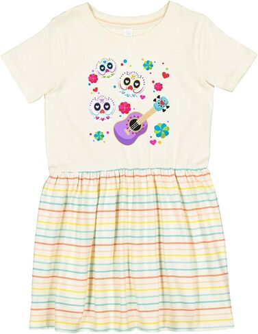 inktastic Day of The Dead Owl Sugar Skulls and Guitar Toddler Dress in Saudi Arabia