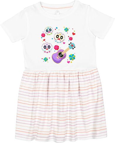 inktastic Day of The Dead Owl Sugar Skulls and Guitar Toddler Dress in Saudi Arabia