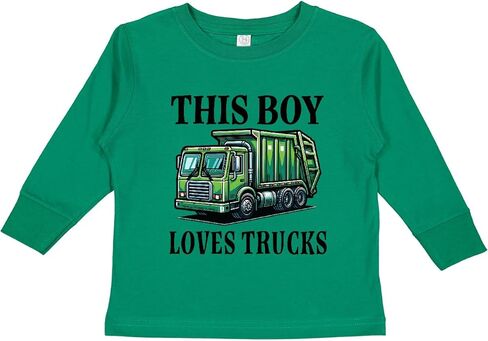 تي شيرت Inktastic This Boy Loves Trucks للأطفال الصغار بأكمام طويلة in Kuwait