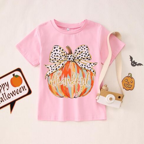 Toddler Pumpkin Halloween Tshirt Baby Boy Girl Gold Glitter Pumpkin Tee Short Sleeve Spooky Season Top Kids in Saudi Arabia