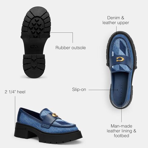 Coach Women's Leah Platform Loafer, Charcoal/Black, 11 in Saudi Arabia