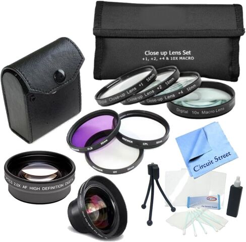 Complete 72mm Lens Kit For The Nikon D7000, D7100 Digital SLR Cameras: Includes: 4 Piece Macro Lens Kit, 3 Piece Filter Kit, 0.45x Wide Angle Lens, 2x Telephoto Lens, Cleaning Kit and more... in Saudi Arabia