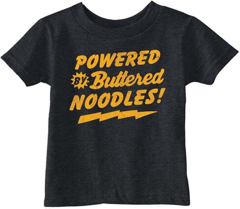 Toddler Funny T Shirts Powered by Butter Noodles Sarcastic Food Graphic Novelty Tee for Young Kids in Saudi Arabia
