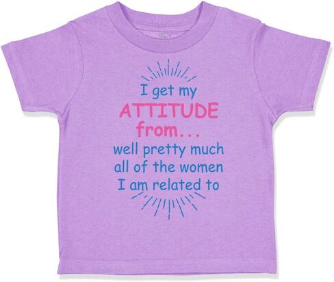 Toddler T-Shirt Novelty I Get My Attitude from... Well Pretty Much All of The Women Cotton Awesome Novelty Boy & Girl Clothes Coolest Novelty Baby Funny Tee Lavender Design Only 3T in Saudi Arabia