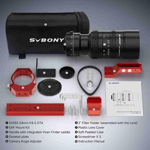 SVBONY SV172 عدسة أكثر دفئًا، حزمة شريط سخان الندى 430 مم مع تلسكوب SV555 APO، تلسكوب تصوير فلكي 54 مم، هيكل Petzval الموضوعي، فتحة متغيرة F4.5 إلى F22 للتصوير الفوتوغرافي للسماء العميقة in Saudi Arabia