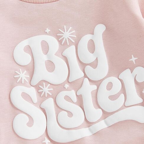Toddler Baby Girl Sister Matching Outfits Set Big Sister & Lil Sister Sweatshirt and Elastic Drawstring Pants Set in Saudi Arabia