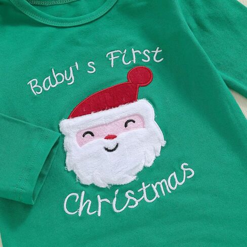 Amuver My First Christmas Baby Boy Girl Outfit Newborn Infant Christmas Clothes Long Sleeve Romper with Santa Hat in Saudi Arabia