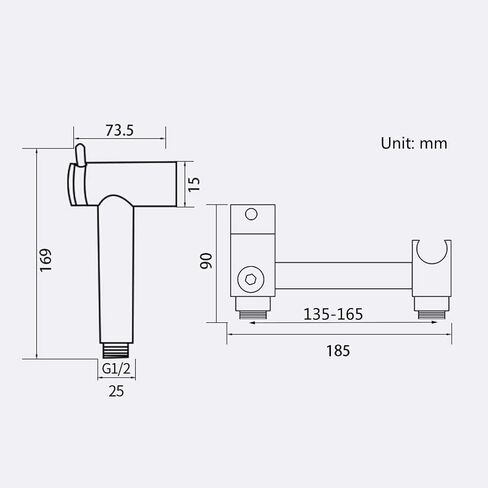 Handheld Bidet Sprayer for Toilet Brass Baby Cloth Diaper Sprayer, Hot & Cold Water Adjustable, White & Chrome with Stainless Steel Hose,One Color-2m Hose in Saudi Arabia