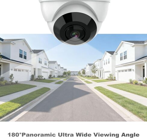 كاميرا مراقبة Real HD 4K 8MP PoE IP Fisheye 180° بانورامية بزاوية رؤية واسعة جدًا، كاميرا مراقبة خارجية، رؤية ليلية بالأشعة تحت الحمراء بطول 65 قدمًا، مقاومة للماء H.265 IP66، متوافقة مع NVR، ومتوافقة مع NDAA in Kuwait