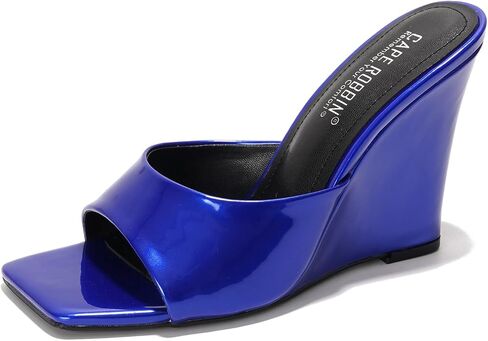 Cape Robbin Women's Metallic Slip-On Wedge Heels with Square Toe - 3.75 Inch Chunky Block Heels for Women - Dressy Wedge Sandals (Willamina) in Saudi Arabia