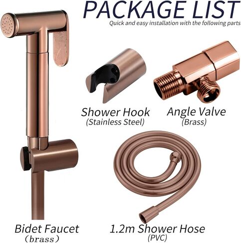 Handheld Bidet Sprayer for Toilet, Brass Cloth Diaper Sprayer, Personal Hygiene & Toilet Cleaning, Pet Washing, with Hose Angle Valve,Metallic in Saudi Arabia