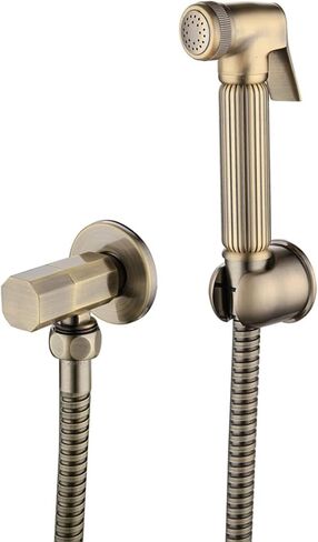 Handheld Bidet Sprayer for Toilet Brushed Brass Portable Baby Cloth Diaper with Hose and Bracket, Feminine Wash, Easy to Install in Saudi Arabia