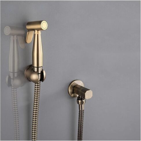 Handheld Bidet Sprayer for Toilet Brushed Brass Portable Baby Cloth Diaper with Hose and Bracket, Feminine Wash, Easy to Install in Saudi Arabia