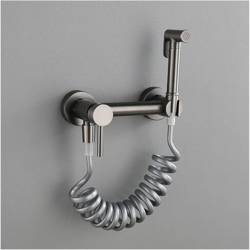Bidet Sprayer Gun Gray Handheld for Toilet, Brass Baby Cloth Diaper Hot and Cold Water, with Hose Feminine Wash in Saudi Arabia