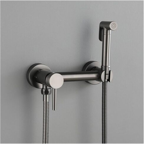 Bidet Sprayer Gun Gray Handheld for Toilet, Brass Baby Cloth Diaper Hot and Cold Water, with Hose Feminine Wash in Saudi Arabia