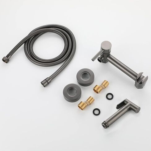 Bidet Sprayer Gun Gray Handheld for Toilet, Brass Baby Cloth Diaper Hot and Cold Water, with Hose Feminine Wash in Saudi Arabia