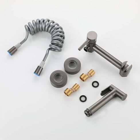 Bidet Sprayer Gun Gray Handheld for Toilet, Brass Baby Cloth Diaper Hot and Cold Water, with Hose Feminine Wash in Saudi Arabia