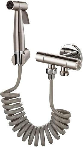Handheld Bidet Sprayer for Toilet, Stainless Steel Brushed Baby Cloth Diaper Sprayer with Hose & Bracket, Feminine Wash, Easy Install in Saudi Arabia