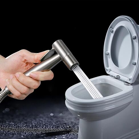 Handheld Bidet Sprayer for Toilet, Stainless Steel Brushed Baby Cloth Diaper Sprayer with Hose & Bracket, Feminine Wash, Easy Install in Saudi Arabia