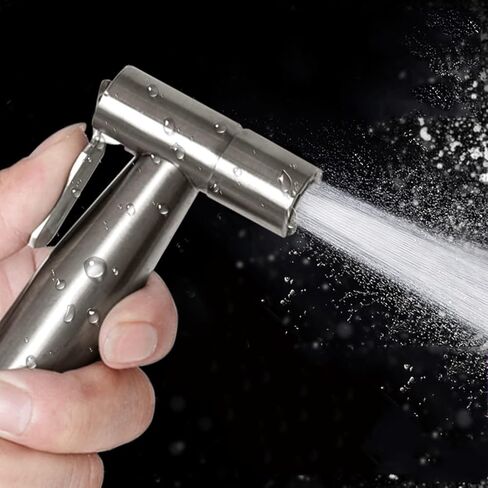 Handheld Bidet Sprayer for Toilet, Stainless Steel Brushed Baby Cloth Diaper Sprayer with Hose & Bracket, Feminine Wash, Easy Install in Saudi Arabia