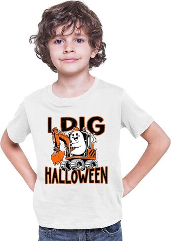 Go All Out I Dig Halloween Funny Ghost Driving Excavator Toddler Youth Toddler T-Shirt in Saudi Arabia