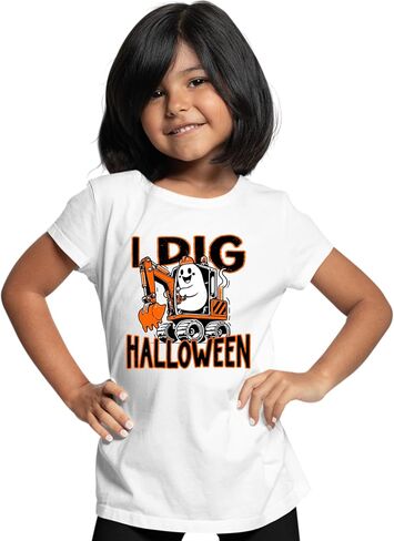 Go All Out I Dig Halloween Funny Ghost Driving Excavator Toddler Youth Toddler T-Shirt in Saudi Arabia