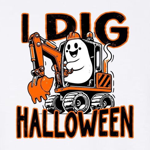 Go All Out I Dig Halloween Funny Ghost Driving Excavator Toddler Youth Toddler T-Shirt in Saudi Arabia