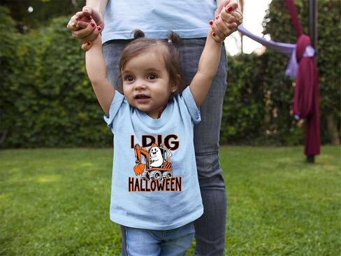 Go All Out I Dig Halloween Funny Ghost Driving Excavator Toddler Youth Toddler T-Shirt in Saudi Arabia