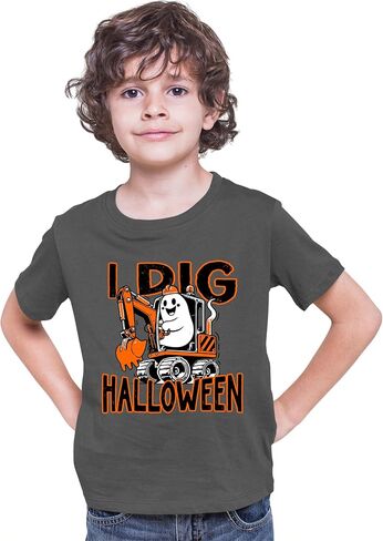 Go All Out I Dig Halloween Funny Ghost Driving Excavator Toddler Youth Toddler T-Shirt in Saudi Arabia