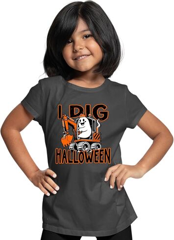Go All Out I Dig Halloween Funny Ghost Driving Excavator Toddler Youth Toddler T-Shirt in Saudi Arabia