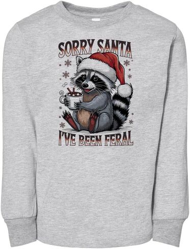 Feral Raccoon Sorry Santa Toddler Kids Long Sleeve T-Shirt in Saudi Arabia