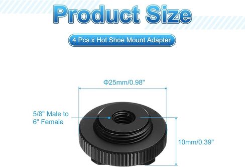 PATIKIL Hot Shoe Adapter 5/8" Male to M6 Female, 4 Pcs Hot Shoe Mount Adapter Camera Mount Screw Camera Video Light Converter for Microphone Holder Accessories 0.39x0.98x0.98 Inch in Saudi Arabia