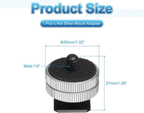 PATIKIL Hot Shoe Adapter 1/4" Male, 1 Pcs Hot Shoe Mount Adapter Camera Mount Screw Camera Video Light Converter for Microphone Holder Accessories 1.06x1.02x1.02 Inch,Silver in Saudi Arabia