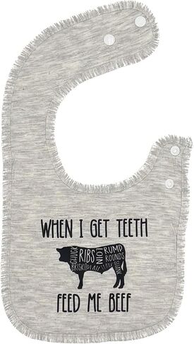 When I Get Teeth Feed Me Beef Infant Gray Baby Bib in Saudi Arabia
