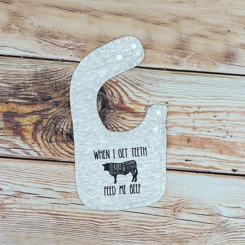 When I Get Teeth Feed Me Beef Infant Gray Baby Bib in Saudi Arabia
