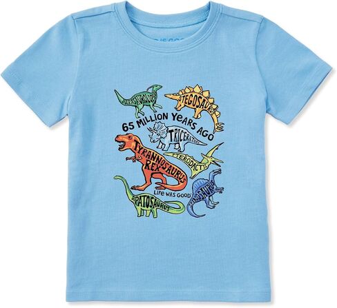 Life is Good. Toddler Life was Good for Dinosaurs Short Sleeve Crusher Tee, Cool Blue in Saudi Arabia