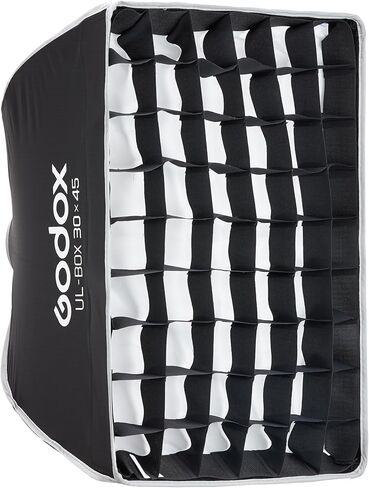 Godox 18 بوصة × 24 بوصة سوفت بوكس ​​مستطيل قابل للطي، صندوق ناعم سريع التحرير مع حامل بوينز، ناشر، شبكة، حقيبة، لـ Godox SL60II AD400PRO AD600 أخرى Bowen Mount Studio Flash Speedlite. in Kuwait
